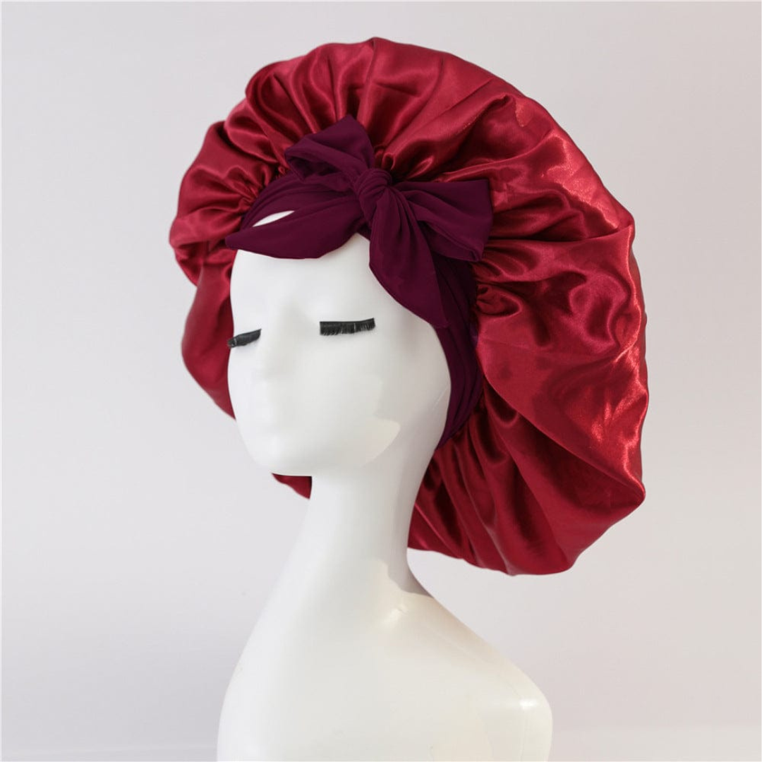 Smooth-Night by Silkivo Premium™ (Double Layer Hair Bonnet with Magic Tie Band)